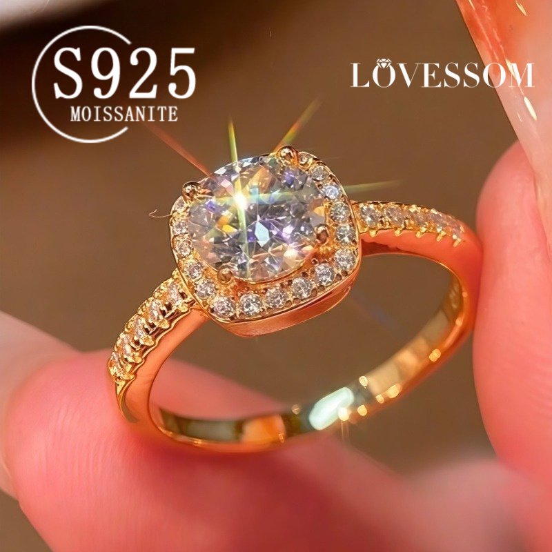 Unisex 1 Carat Moissanite Wedding Ring, 925 Silver